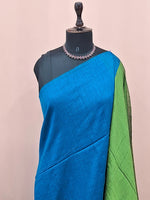 Peacock Blue Khadhi Cotton Saree 1