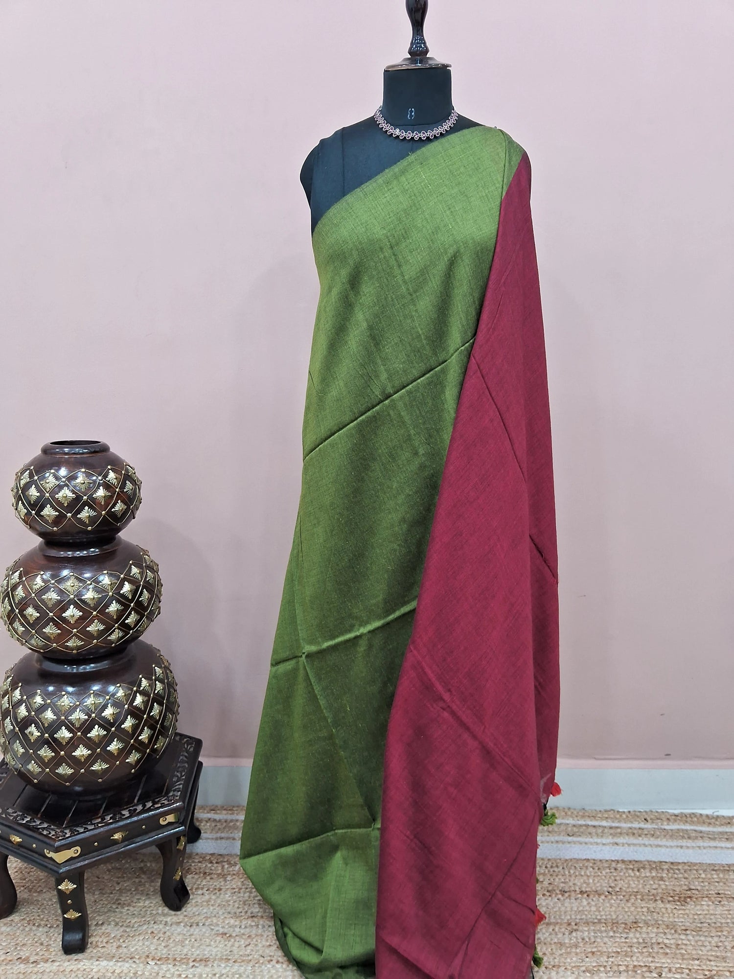 Mehendi Green Khadhi Cotton Saree 