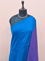 Peacock Blue Khadi Cotton Saree 1