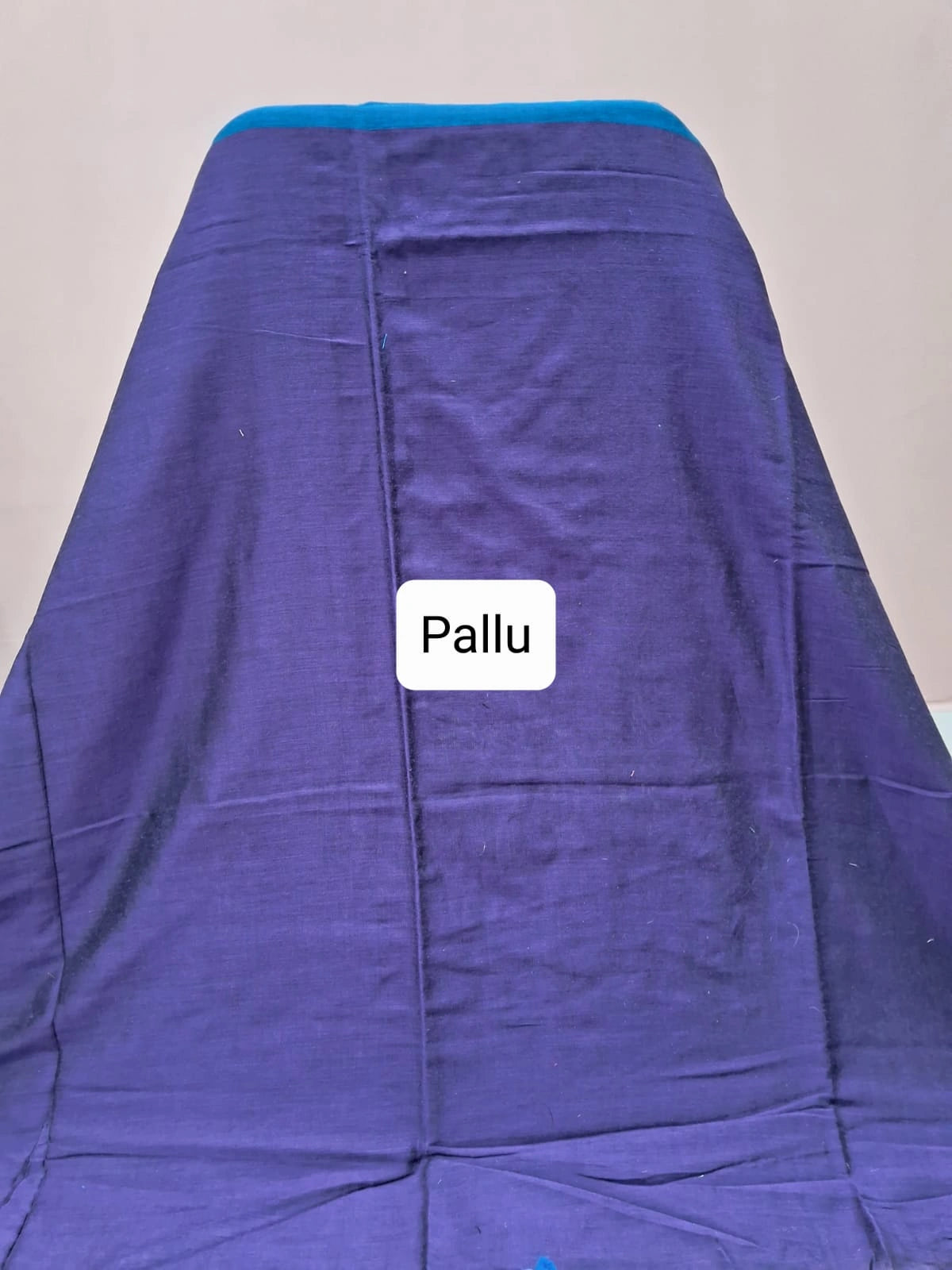 Peacock Blue Khadi Cotton Saree Pallu