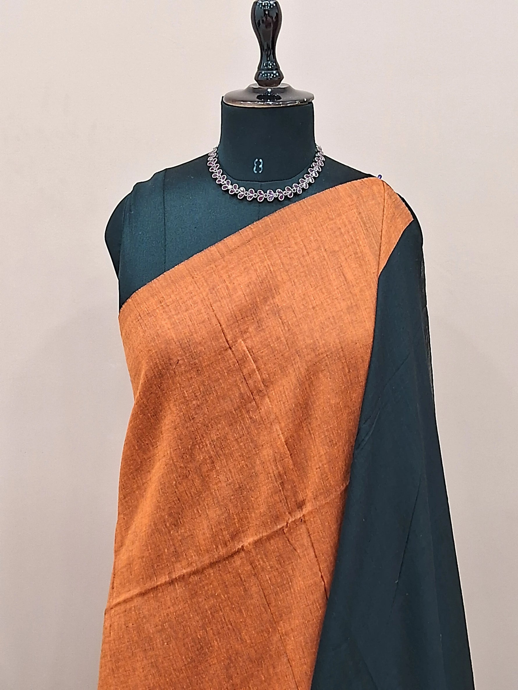 Rust Orange Khadhi Cotton Saree 1
