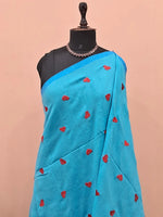 Sky Blue Khadhi Cotton Saree 1