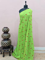 Parrot Green Khadhi Cotton Saree