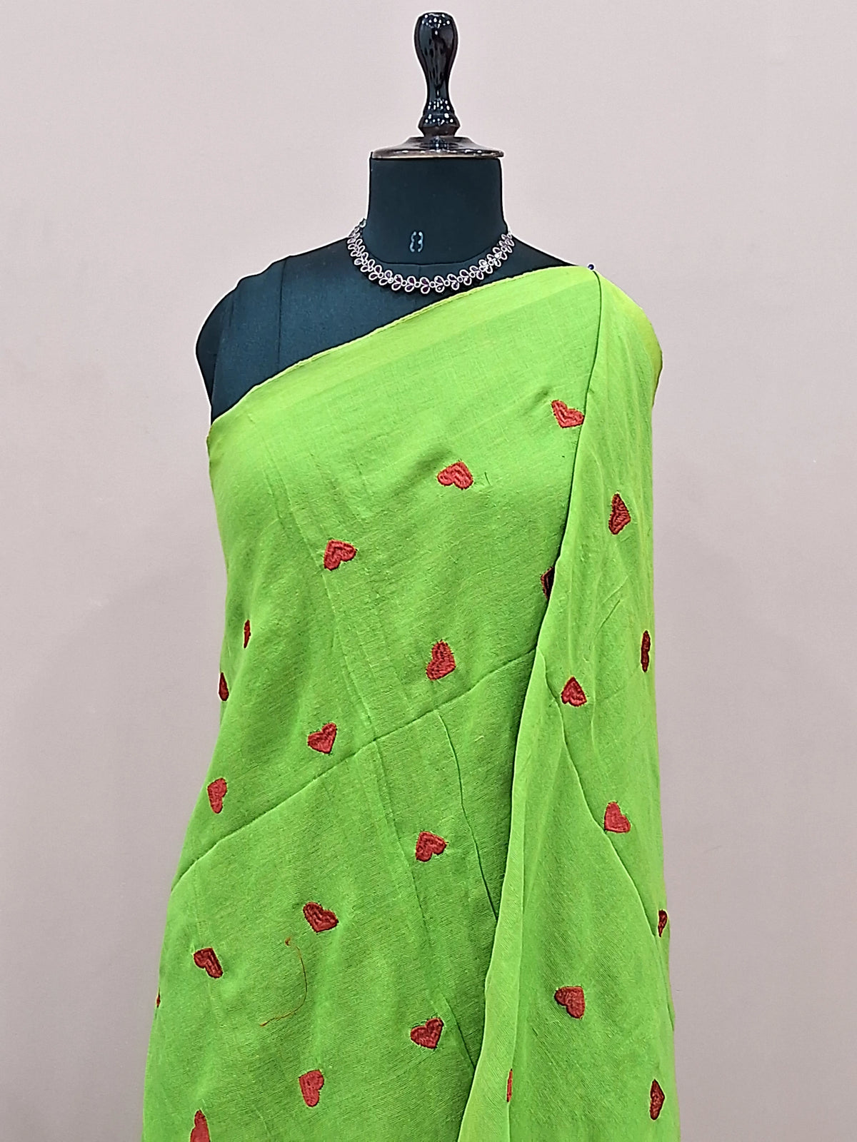 Parrot Green Khadhi Cotton Saree 1