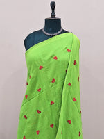 Parrot Green Khadhi Cotton Saree 1
