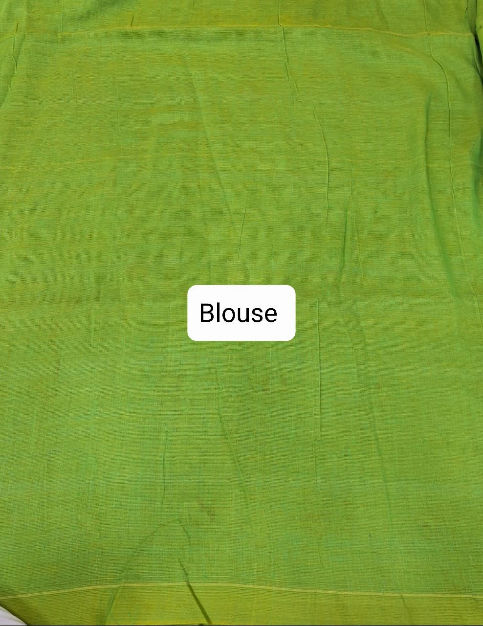 Parrot Green Khadhi Cotton Saree Blouse