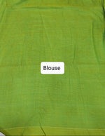 Parrot Green Khadhi Cotton Saree Blouse