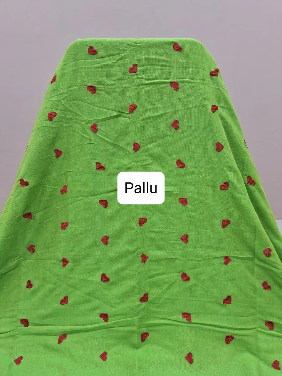Parrot Green Khadhi Cotton Saree Pallu