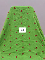 Parrot Green Khadhi Cotton Saree Pallu