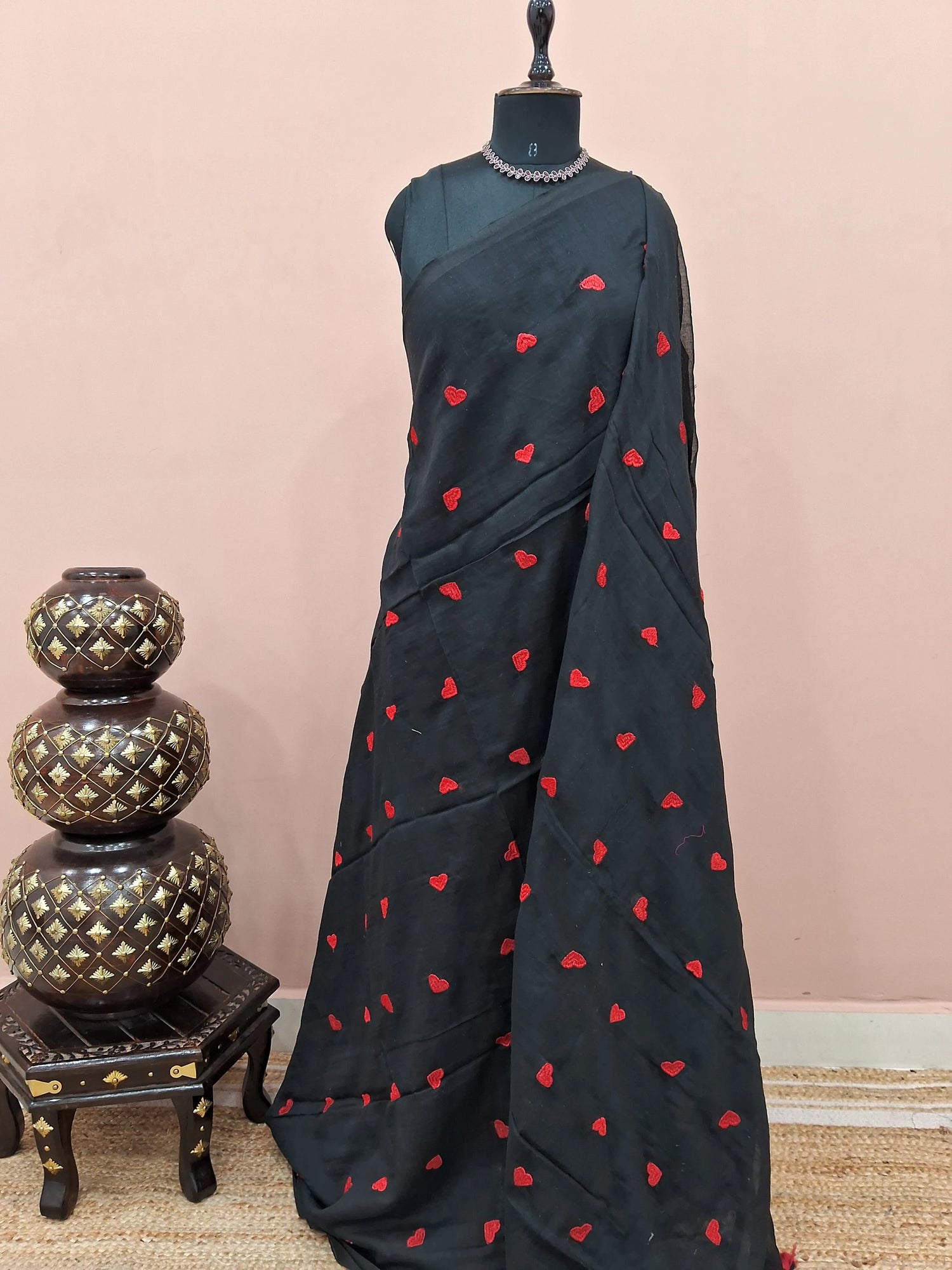 Black Khadhi Cotton Saree