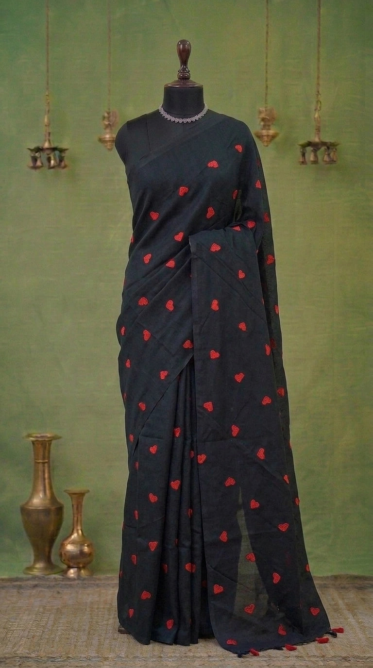 Black Khadhi Cotton Saree