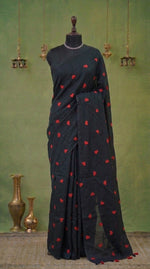 Black Khadhi Cotton Saree