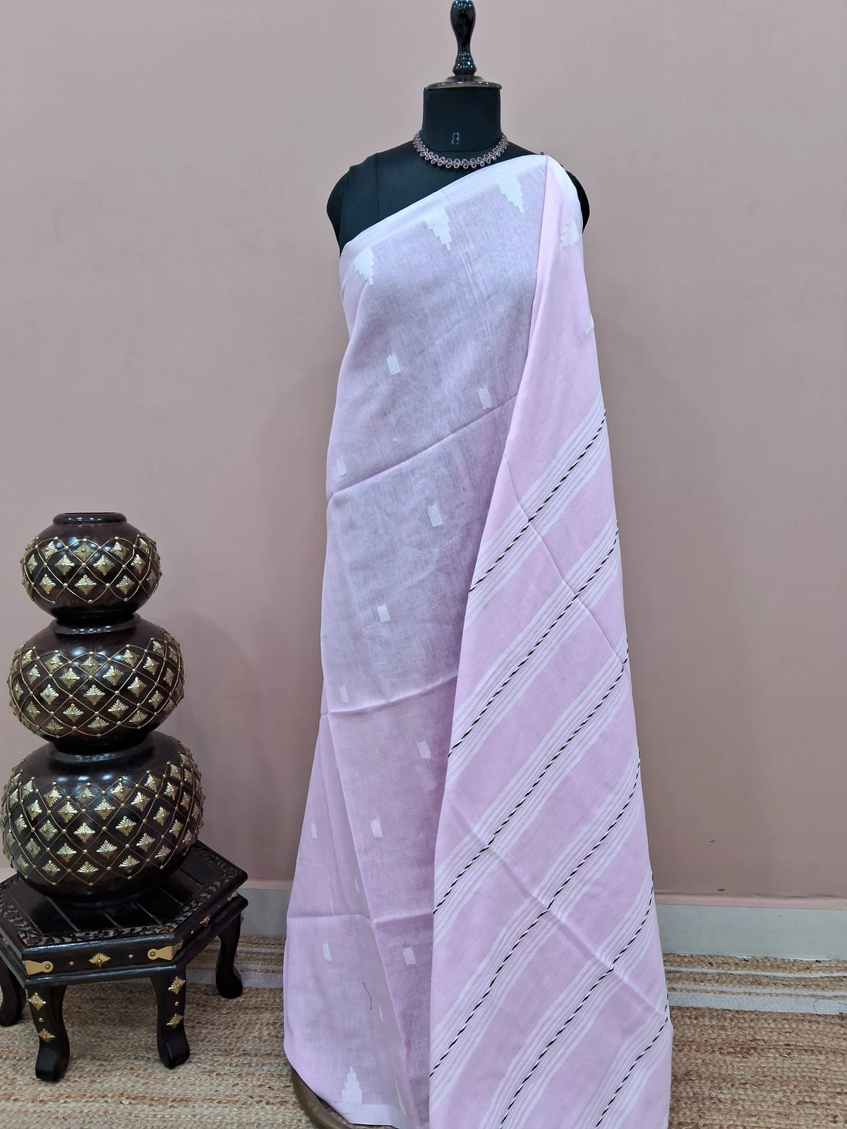 Soft Blush Pink Khadhi Cotton Saree 