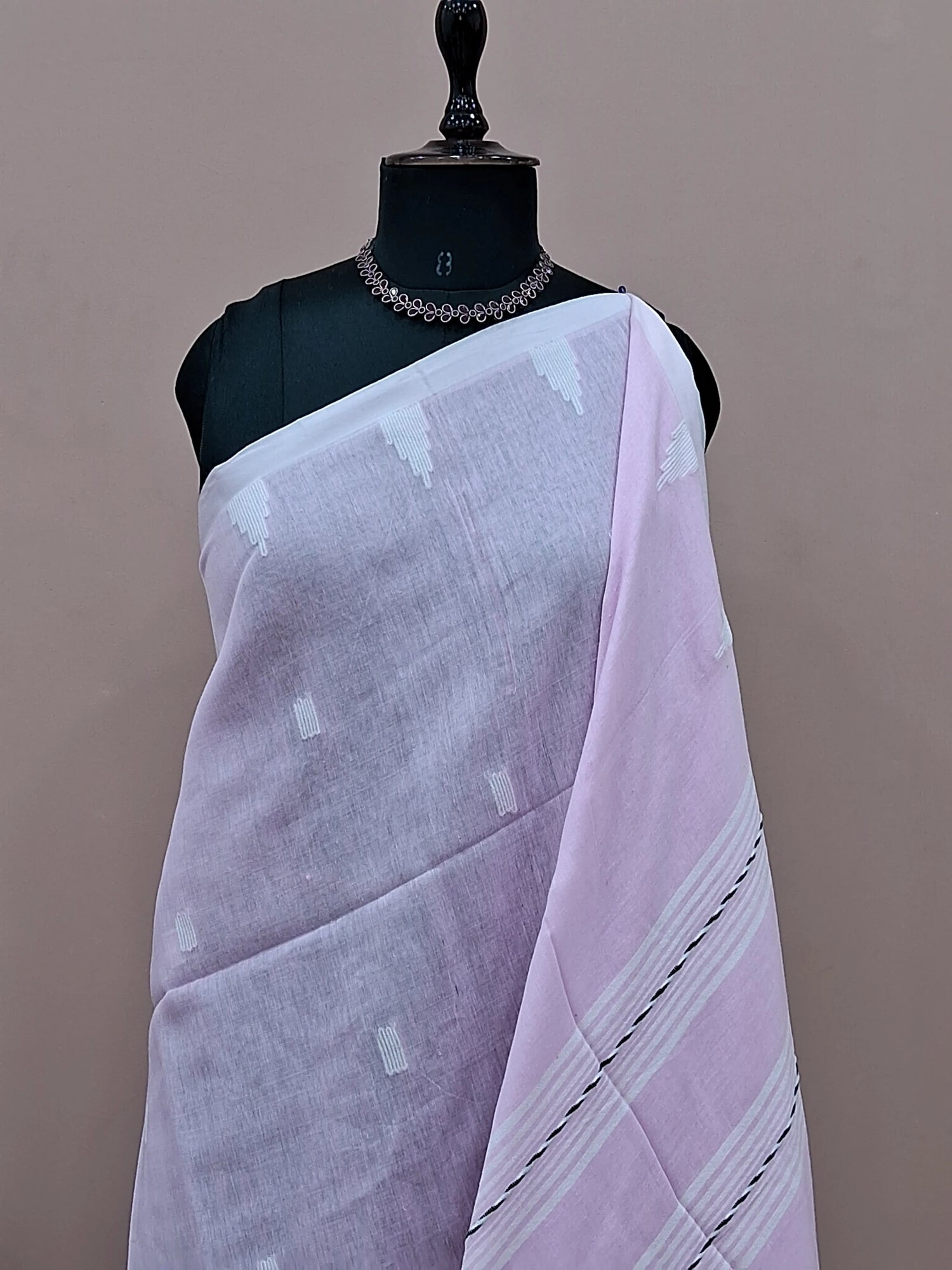 Soft Blush Pink Khadhi Cotton Saree 1