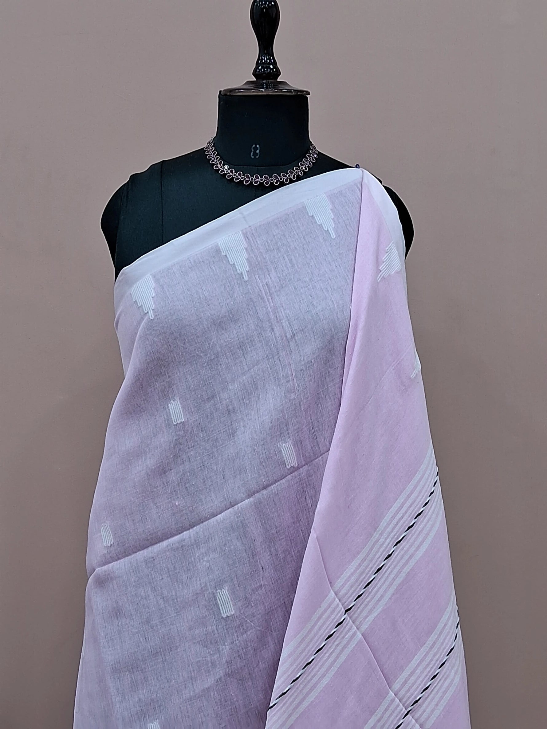 Soft Blush Pink Khadhi Cotton Saree 1
