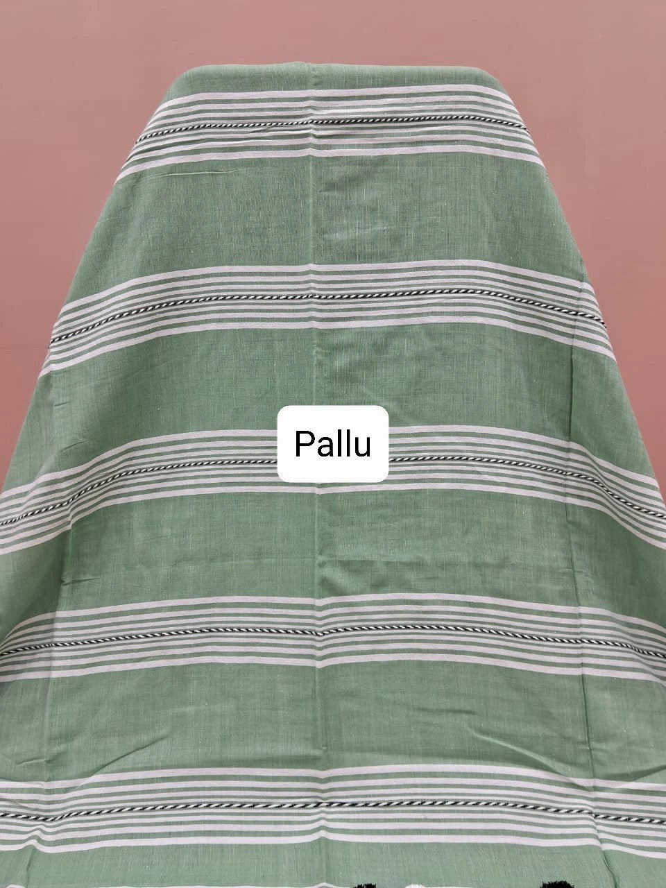 Pista Green Khadi Cotton Saree Pallu