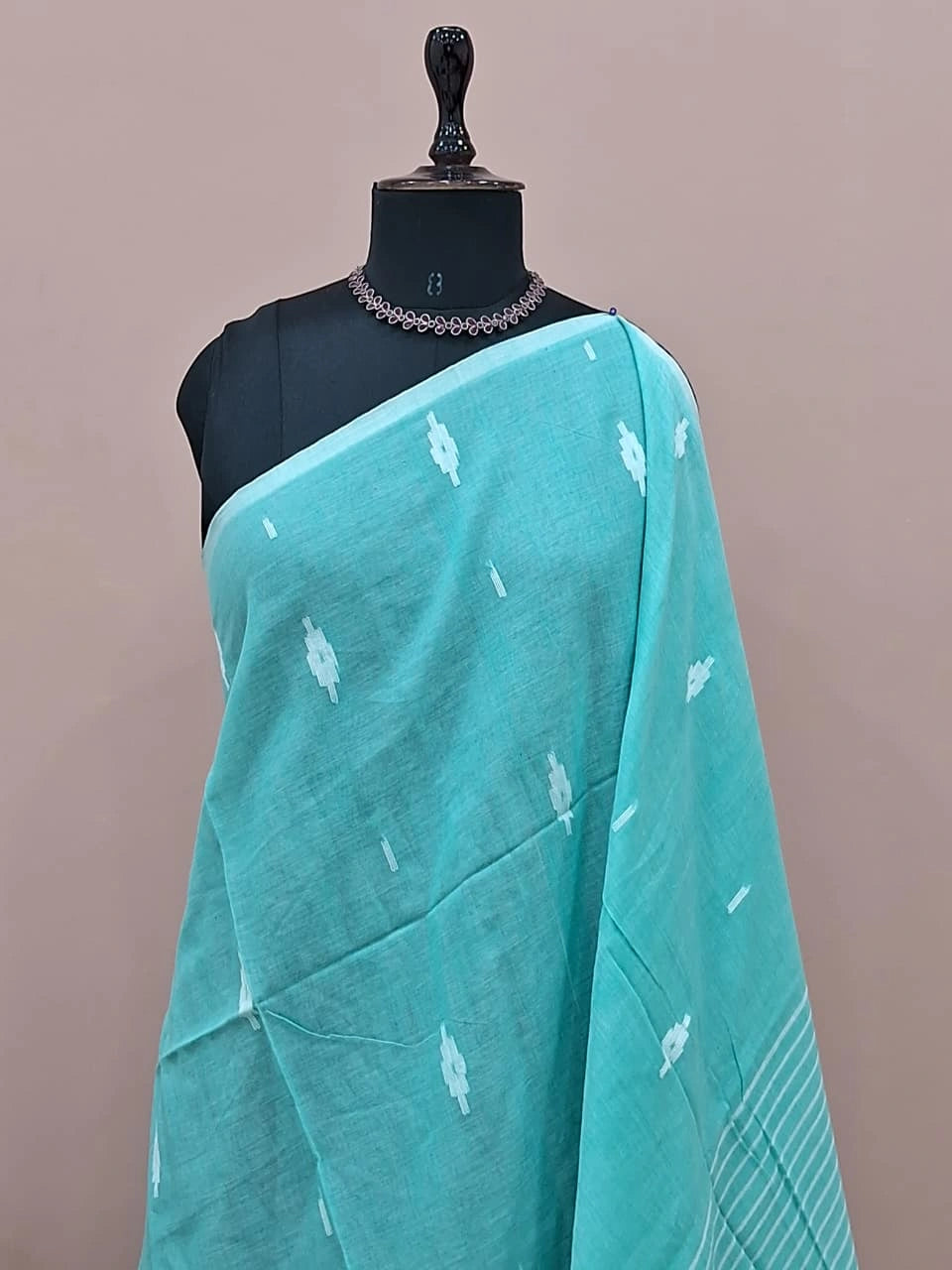 Sky Blue Khadhi Cotton Saree 1