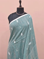 Sea Green Khadhi Cotton Saree 1