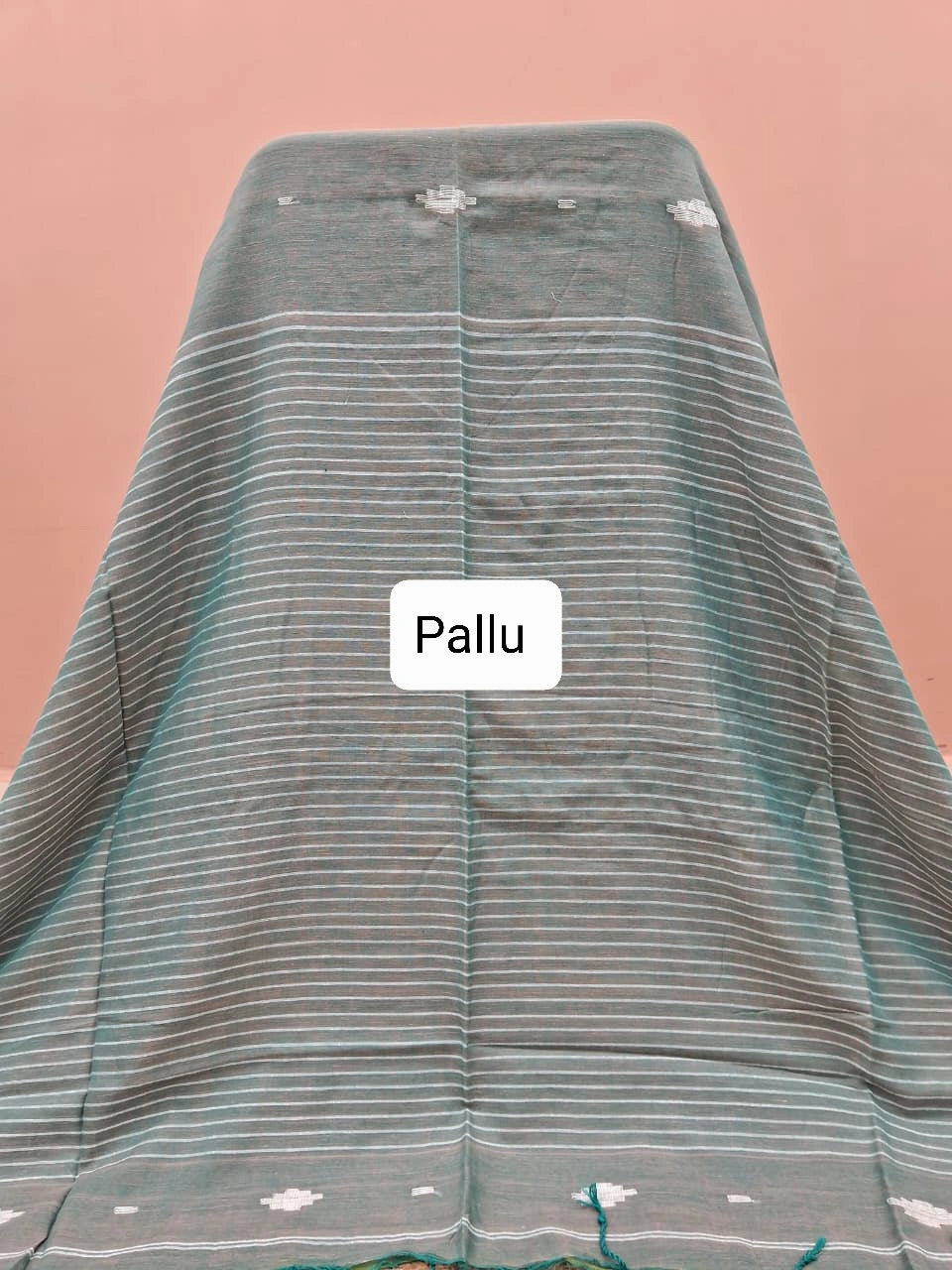 Sea Green Khadhi Cotton Saree Pallu
