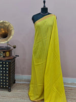 Lemon Yellow Khadi Cotton Saree