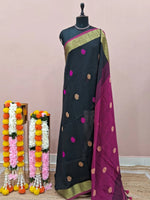Black Khadhi Cotton Saree