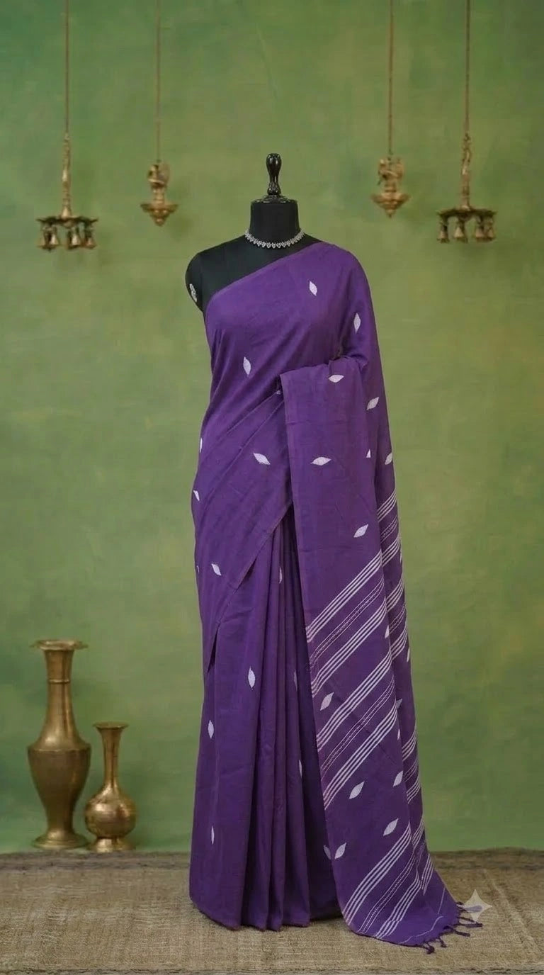 Purple Khadhi Cotton Saree
