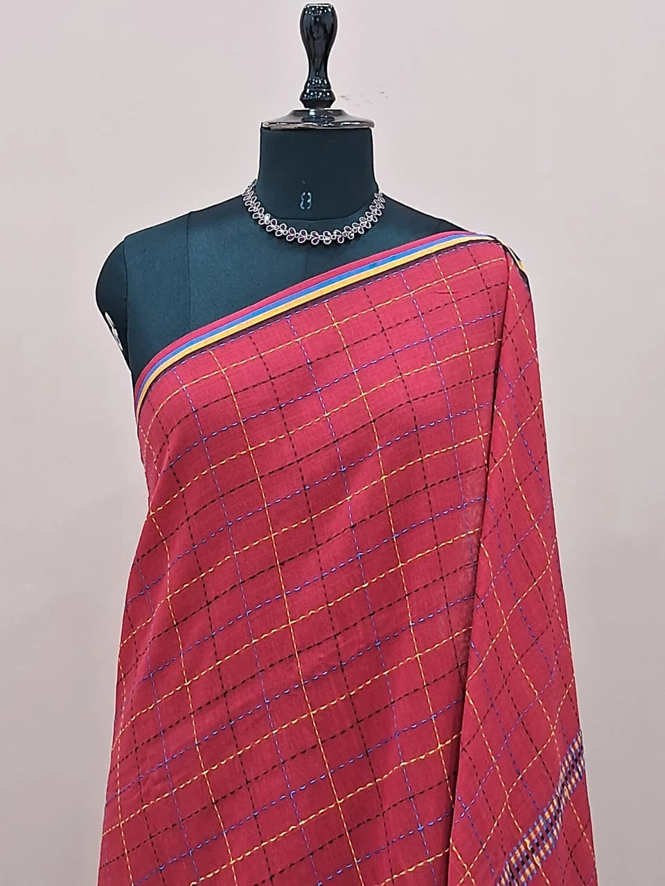 Red Khadhi Cotton Saree  1