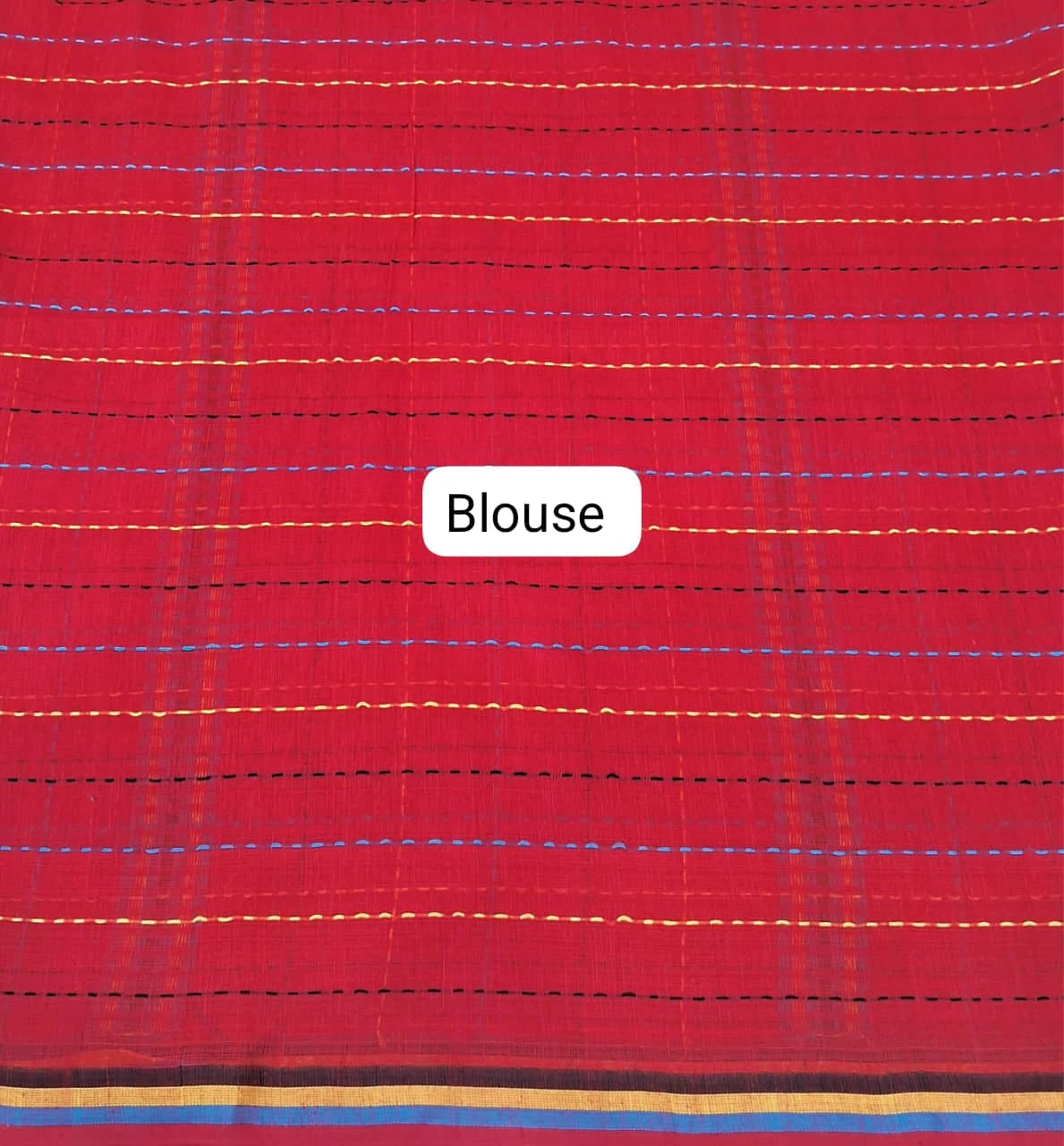 Red Khadhi Cotton Saree  Blouse