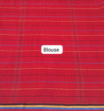 Red Khadhi Cotton Saree  Blouse