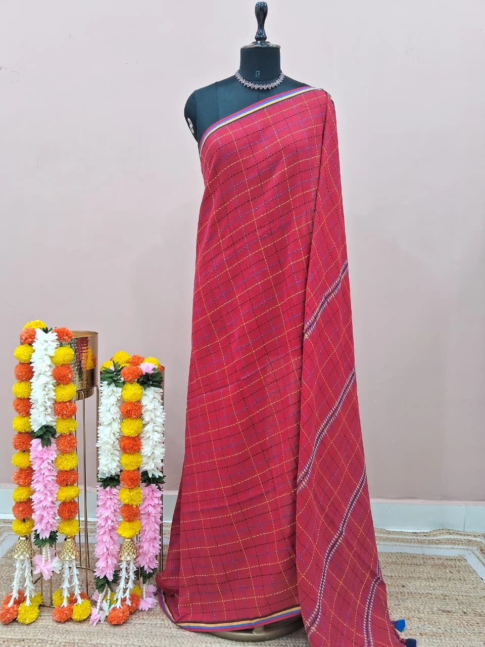 Red Khadhi Cotton Saree 