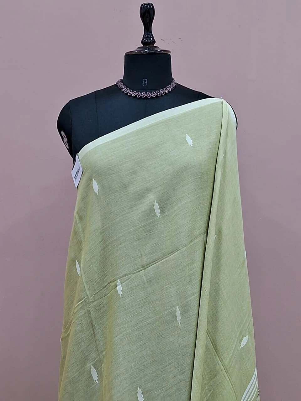 Pista Green Khadhi Cotton Saree 1