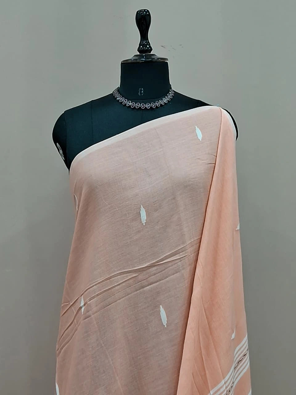 Pale Orange Khadhi Cotton Saree 1