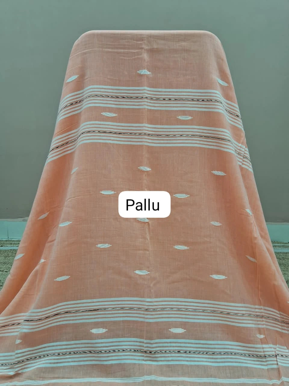Pale Orange Khadhi Cotton Saree Pallu