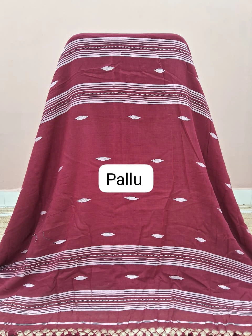 Maroon Khadhi Cotton Saree Pallu