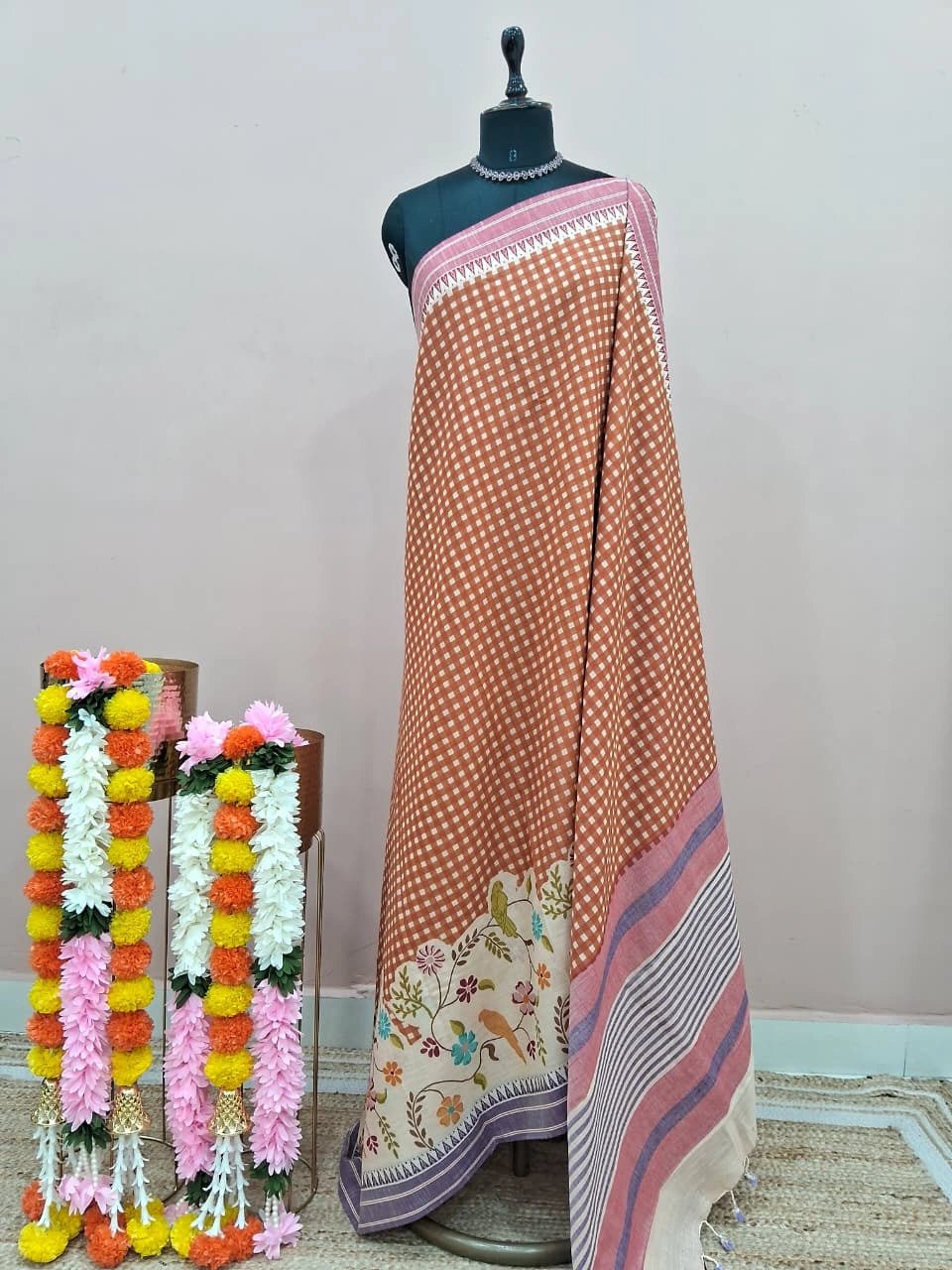 Rust Brown Khadhi Cotton Saree