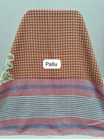 Rust Brown Khadhi Cotton Saree Pallu
