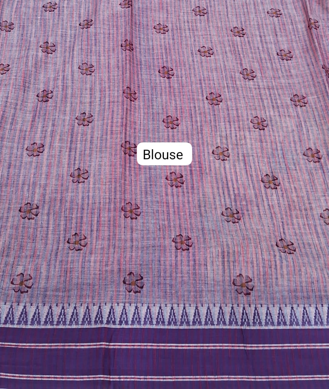 Rust Brown Khadhi Cotton Saree Blouse