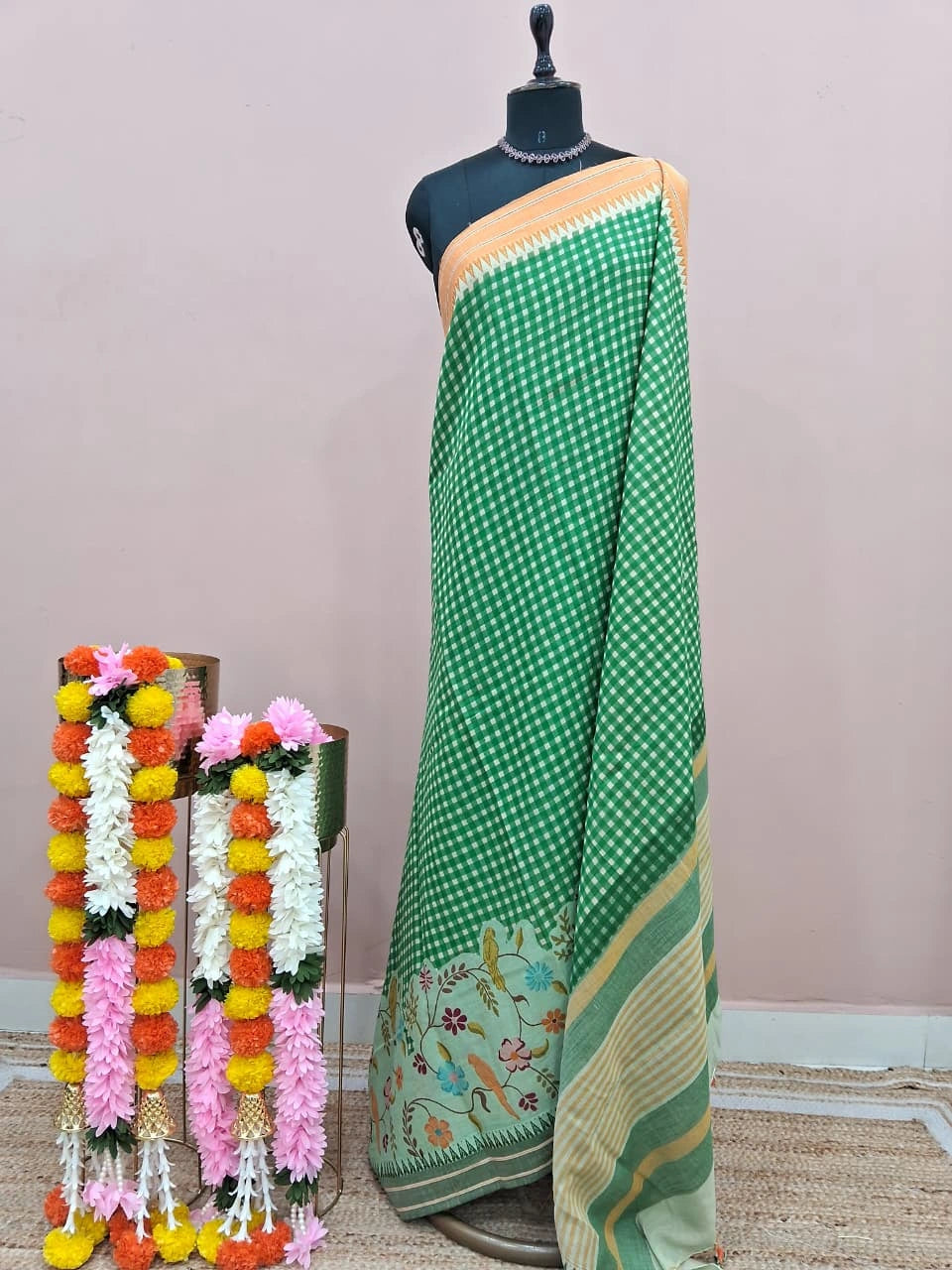Green Khadhi Cotton Saree