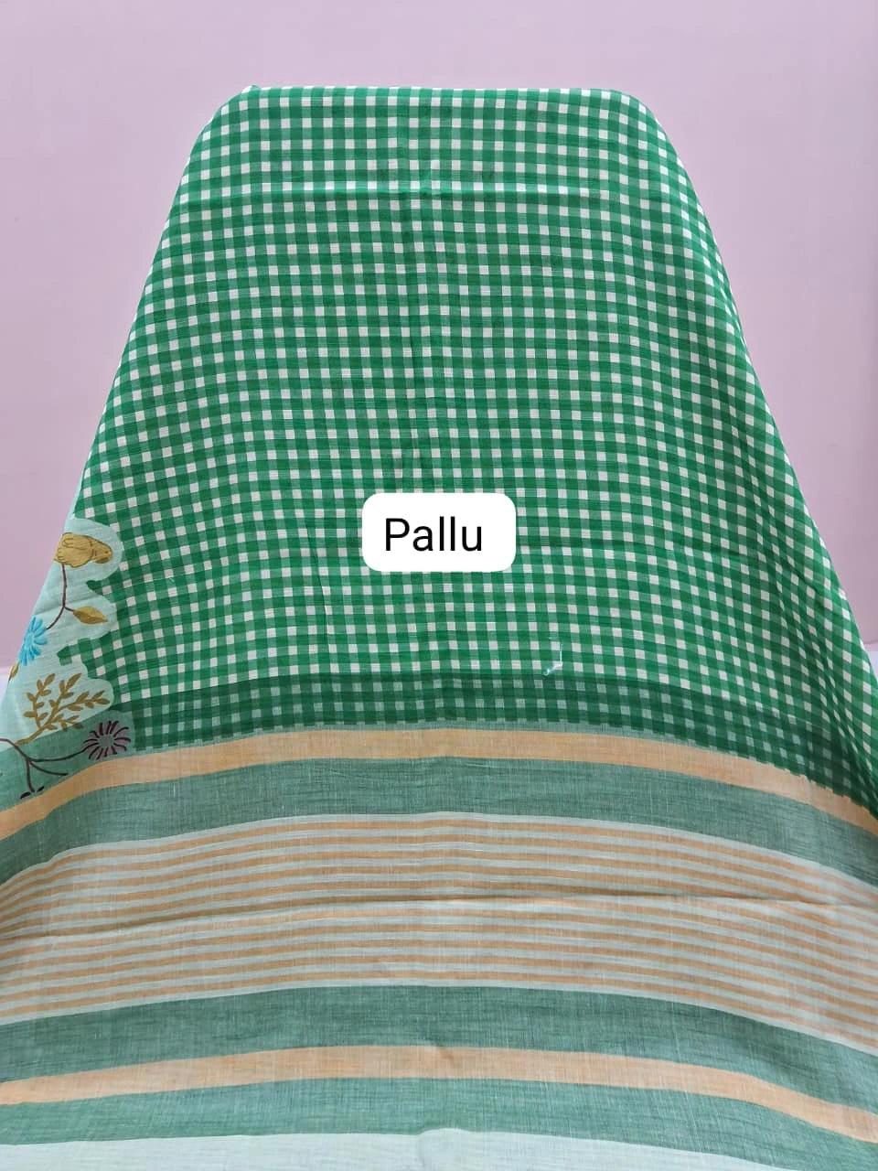 Green Khadhi Cotton Saree Pallu