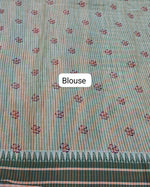 Green Khadhi Cotton Saree Blouse