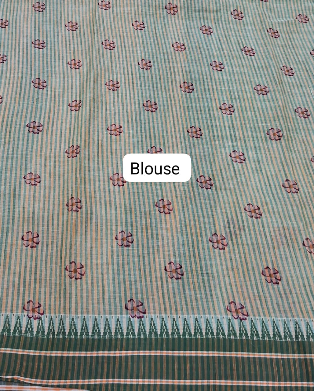 Green Khadhi Cotton Saree Blouse