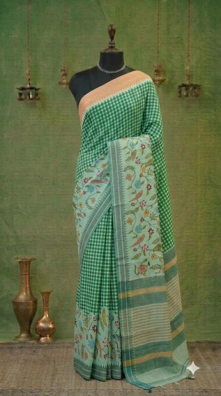 Green Khadhi Cotton Saree