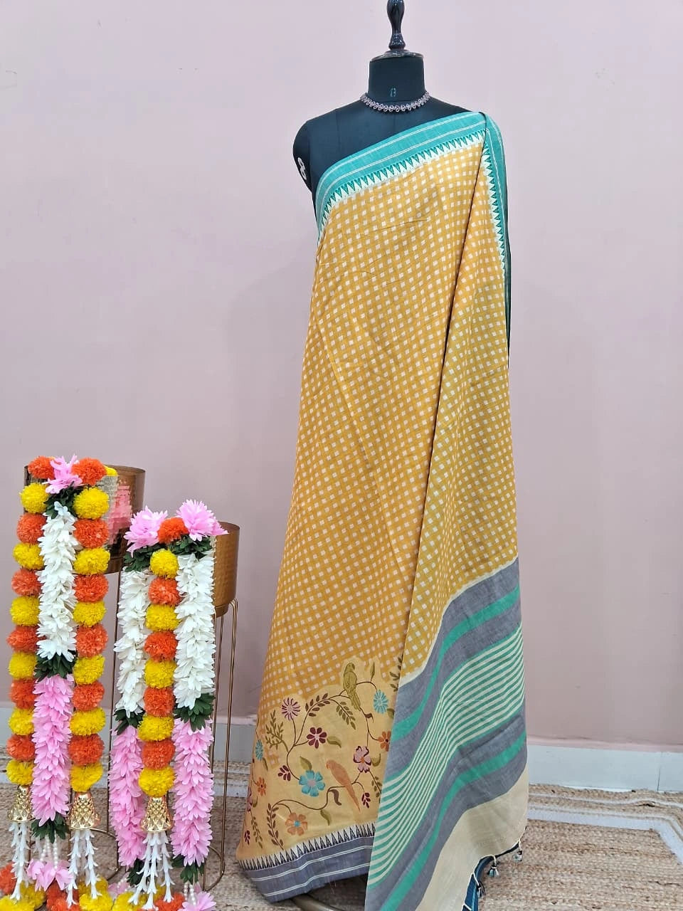 Yellow Khadhi Cotton Saree