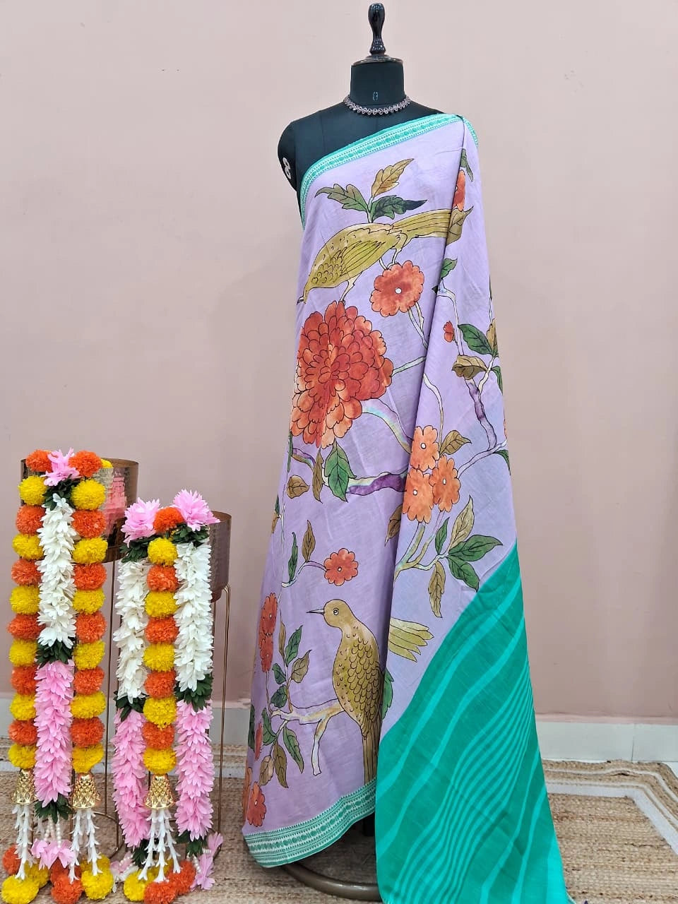 Lavender Khadhi Cotton Saree