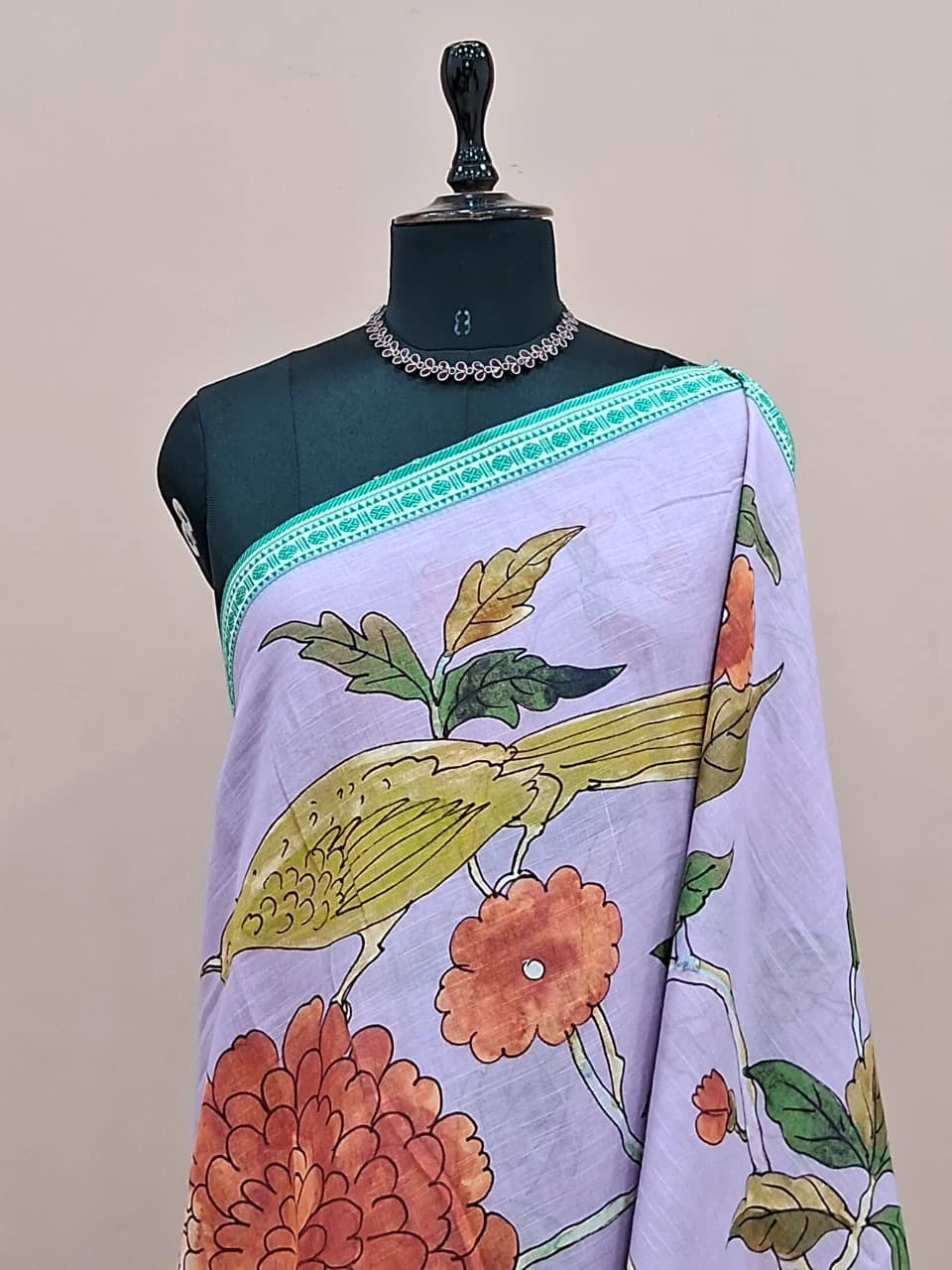 Lavender Khadhi Cotton Saree 1