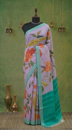 Lavender Khadhi Cotton Saree