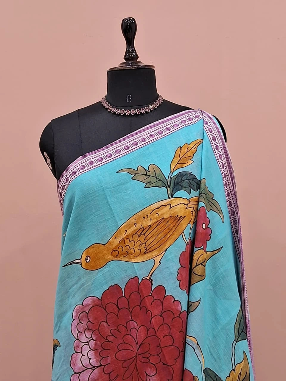 Sky Blue Khadhi Cotton Saree 1