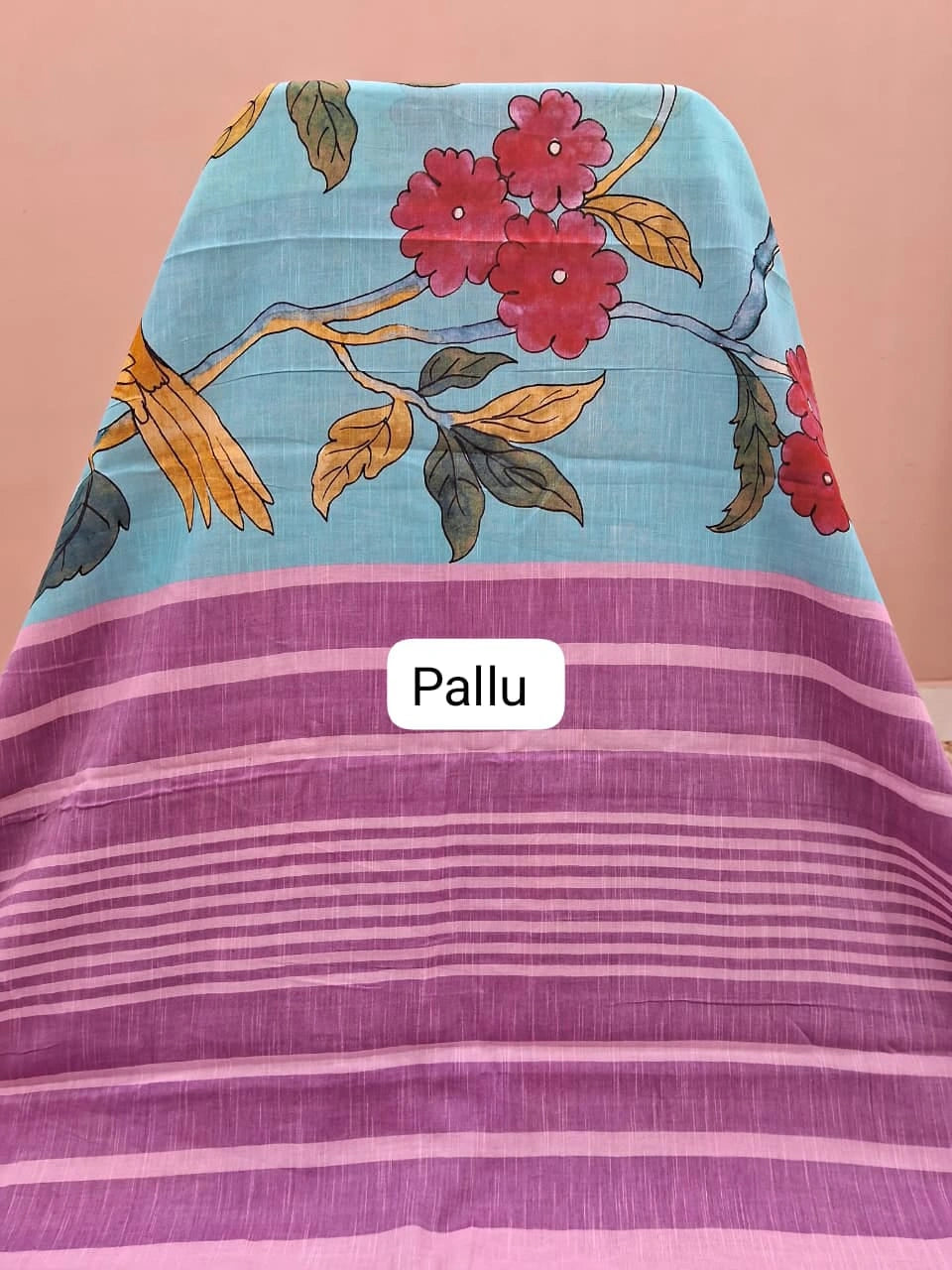 Sky Blue Khadhi Cotton Saree Pallu