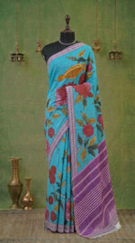 Sky Blue Khadhi Cotton Saree