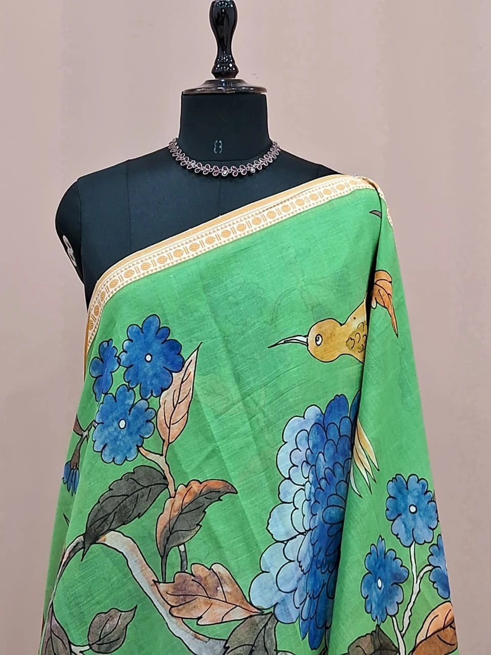 Green Khadhi Cotton Saree 1